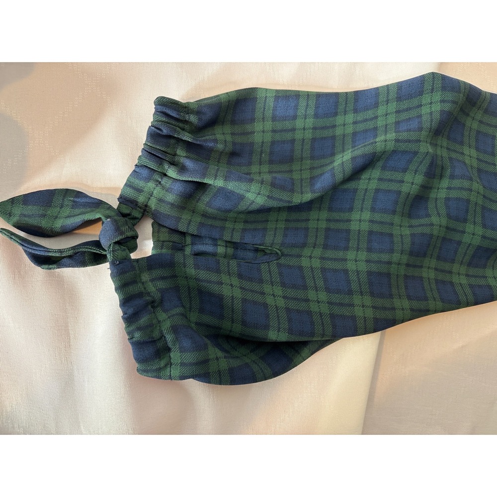 Talbots Womens Green Blue Plaid Off Shoulder Blouse Sz L Career Lightweight - Picture 9 of 10